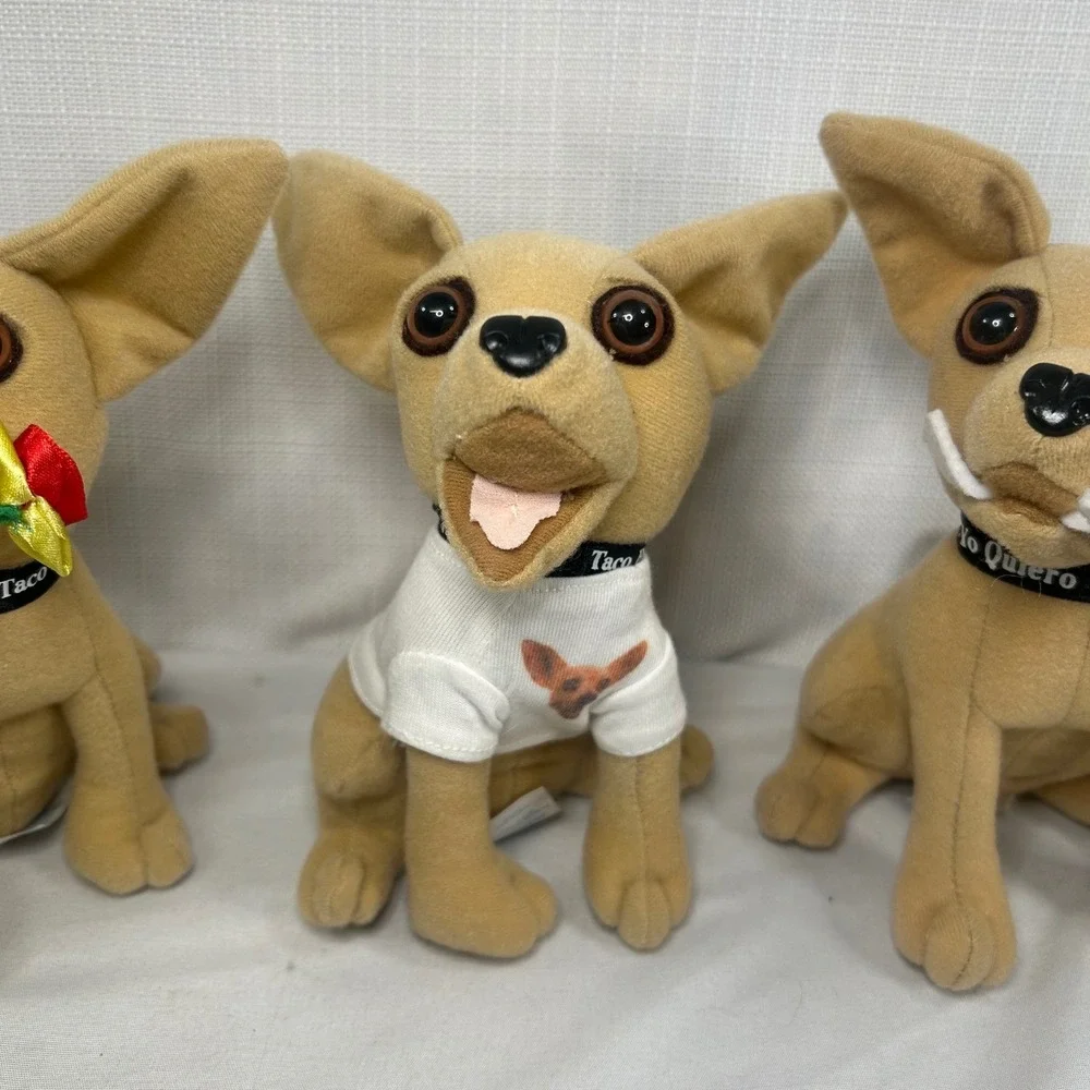 Vintage Taco Bell Chihuahua Plush Set of 3 Yo Quiero Taco Bell 90s Collectibles